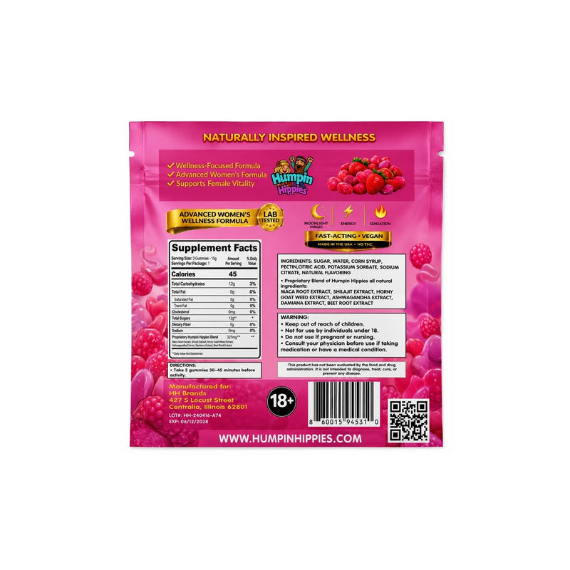 Humpin Hippies Strawberry Female Enhancement Gummies – 3-Piece  Pack