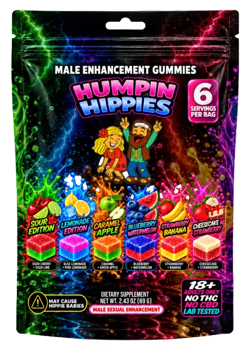 (PRE-ORDER NOW) Humpin Hippies Double Stack Male Enhancement Gummies Assortment Pack - 6 Different Flavors in 1 Pouch