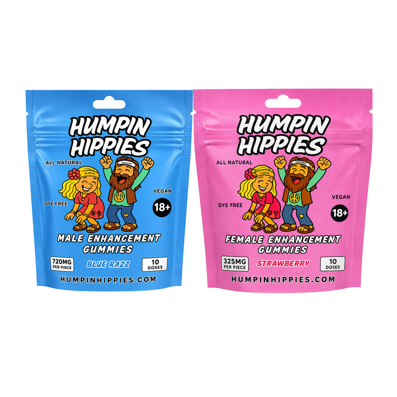 (Couple Pack) 1 Humpin Hippies Blue Razz Male Bag and 1 Humpin Hippies Strawberry Female Bag