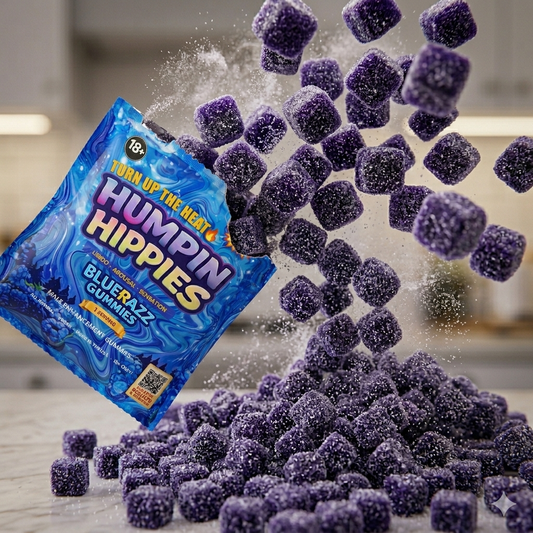 Humpin Hippies Blue Razz Male Enhancement Gummies – 1 Serving (3pcs) Humpin Hippies